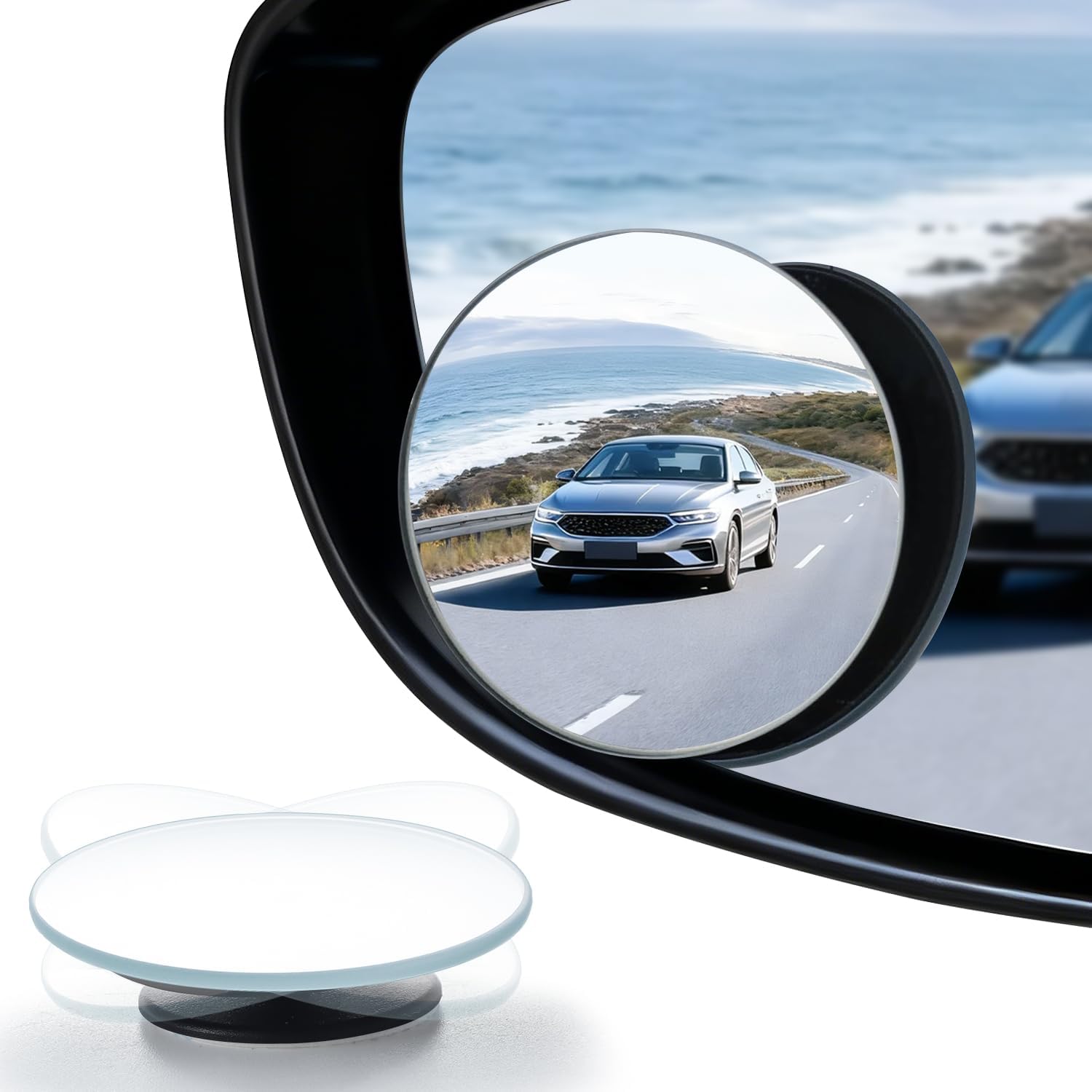 Car Blind Spot Mirror - Lusterko martwego pola, okrągłe, bezramkowe, z